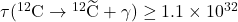 \tau ({^{12}\textrm{C}}\rightarrow {^{12}\widetilde{\textrm{C}}}+\gamma ) \ge {1.1\times 10^{32}}